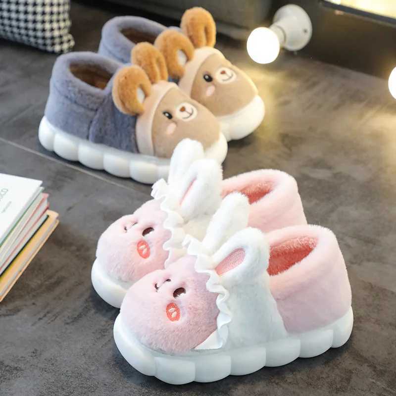 Baby Warm Slippers Autumn Winter New Boys Girls Cartoon Animal Cotton Slippers Non Slip Comfortable Soft Sole Plush Cotton Shoes S260305