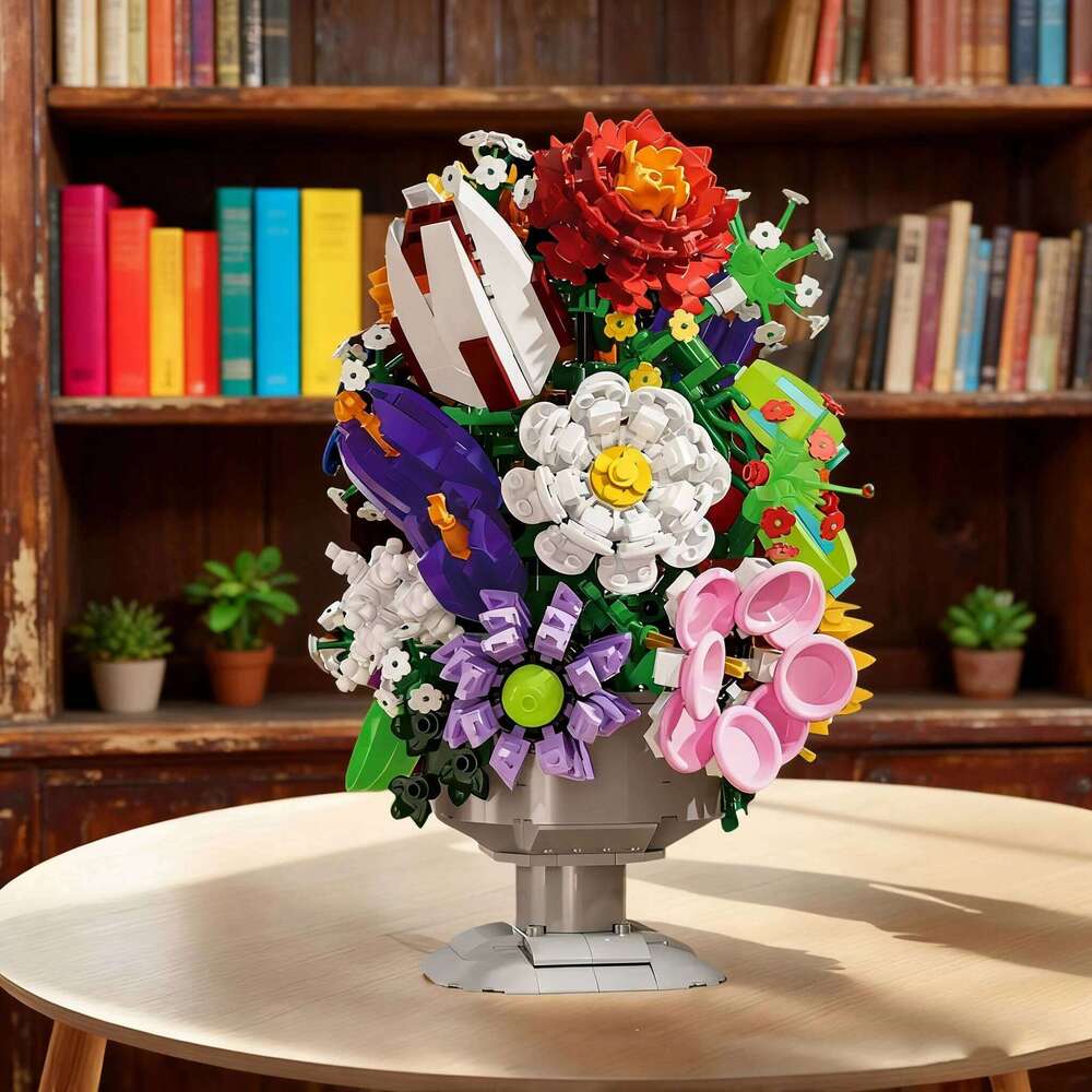 1092PCS Bouquet Building Blocks Immortal Flower Bonsai Model Bricks With Vase Desktop Decoration Kids Toys Holiday Gifts Z260305