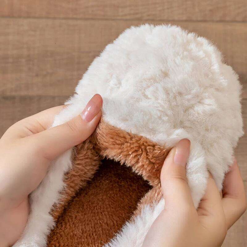 Litfun Winter Fluffy Women's Soft Sole Non-slip Indoor Slides Leisure Furry Warm Cozy House Cotton Slippers For Women