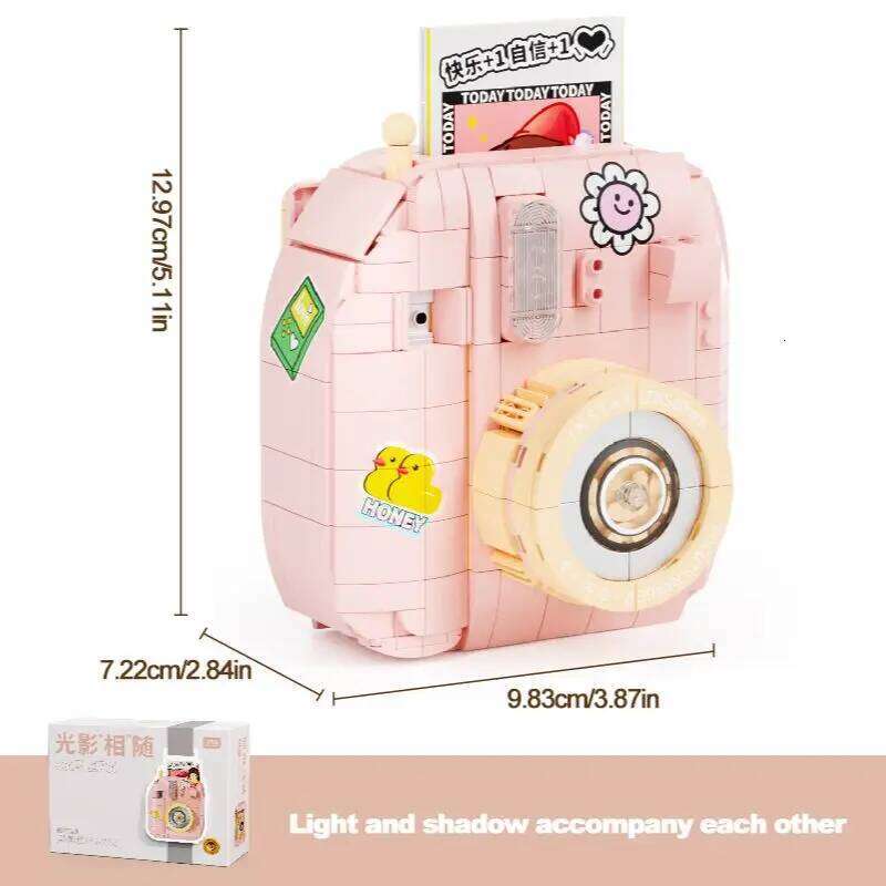 777PCS Pink Building Blocks Simulation Camera Assembly Model Bricks Set Desktop Decoration Kid Toys Birthday Gifts Z260305