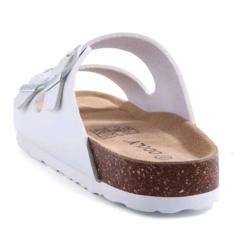 Litfun Women Summer Leather Sandals Comfort Cork Footbed Beach Slippers With Adjustable Buckle High Quality Brand Unisex Slides