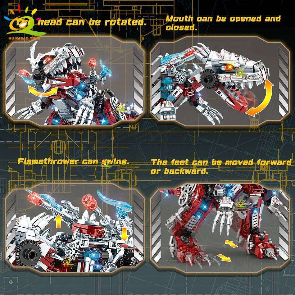 HUIQIBAO 2in1 Jurassic Dinosaur World Model Building Blocks City Triceratops Velociraptor Dino Park Bricks Children Toy Game Z260306