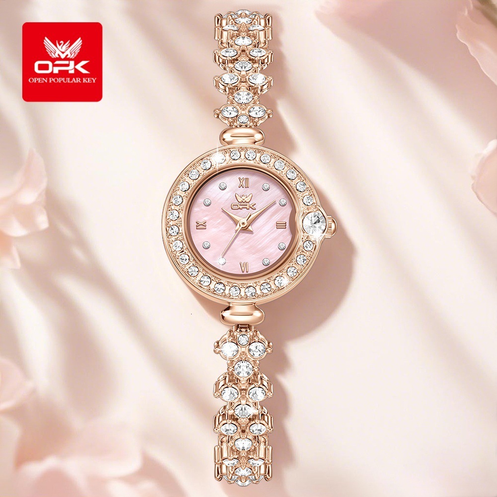 New OPK brand watch, fashionable diamond inlaid women's watch, waterproof, lightweight, luxurious small dial, fresh women's luxury watch