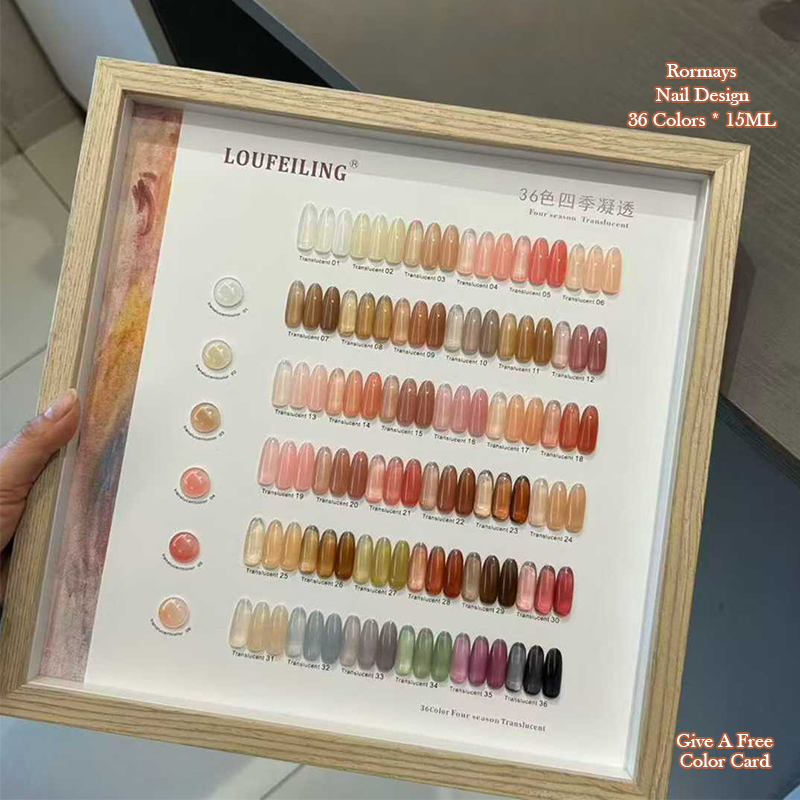 36 Colors Four Season Translucent Gel Nail Polish Set, Jelly Sheer Nude Colorful UV LED Soak Off Gel for Manicure Salon DIY