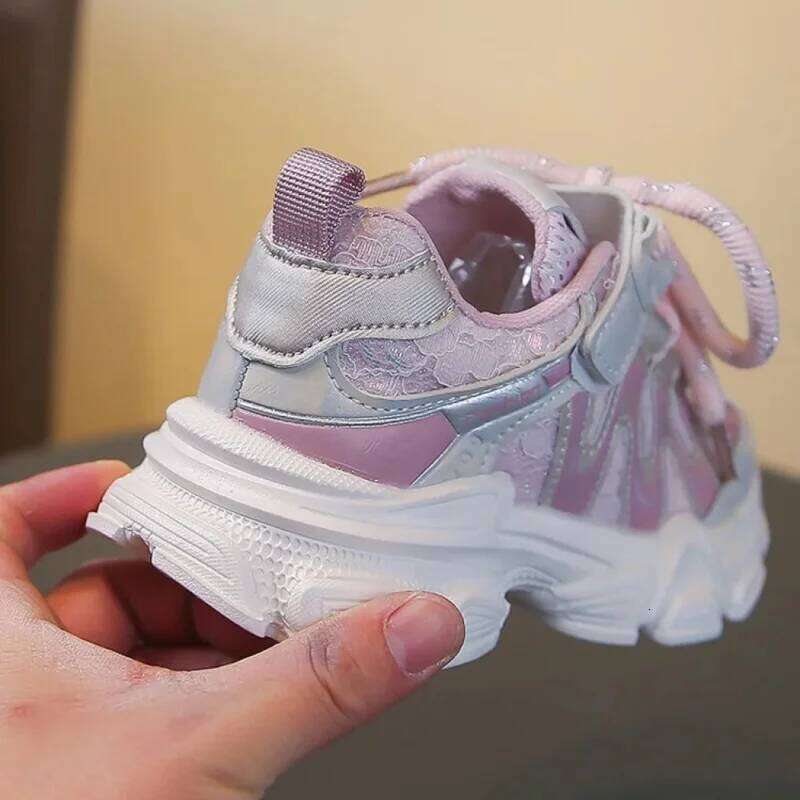 Trend Fashion Sport For Children PU Leather Mesh Breathable Teenager Kid's Sneakers Anti-slippery Running Shoes Boys Girls 26Y0304