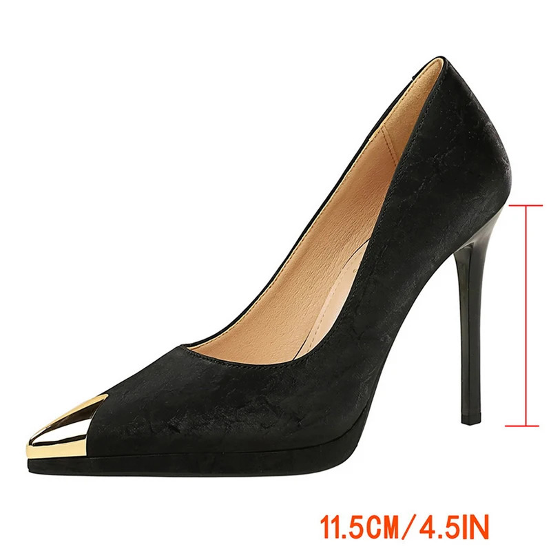 BIGTREE Shoes 115 cm Women Pumps Sexy high heels Metal pointed tip Stiletto Ladies shoes banquet shoes Large size 43 260306