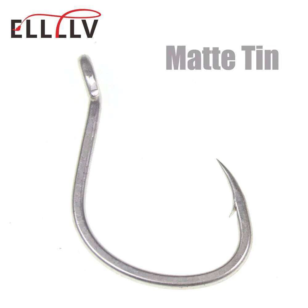 10pcs Matte Tin Anti-rust Saltwater Fishhooks High Carbon Steel Barbed Fishhook Assist Jigging Lure Hook 1# 1/0 2/0 3/0 4/0 5/0 S260305