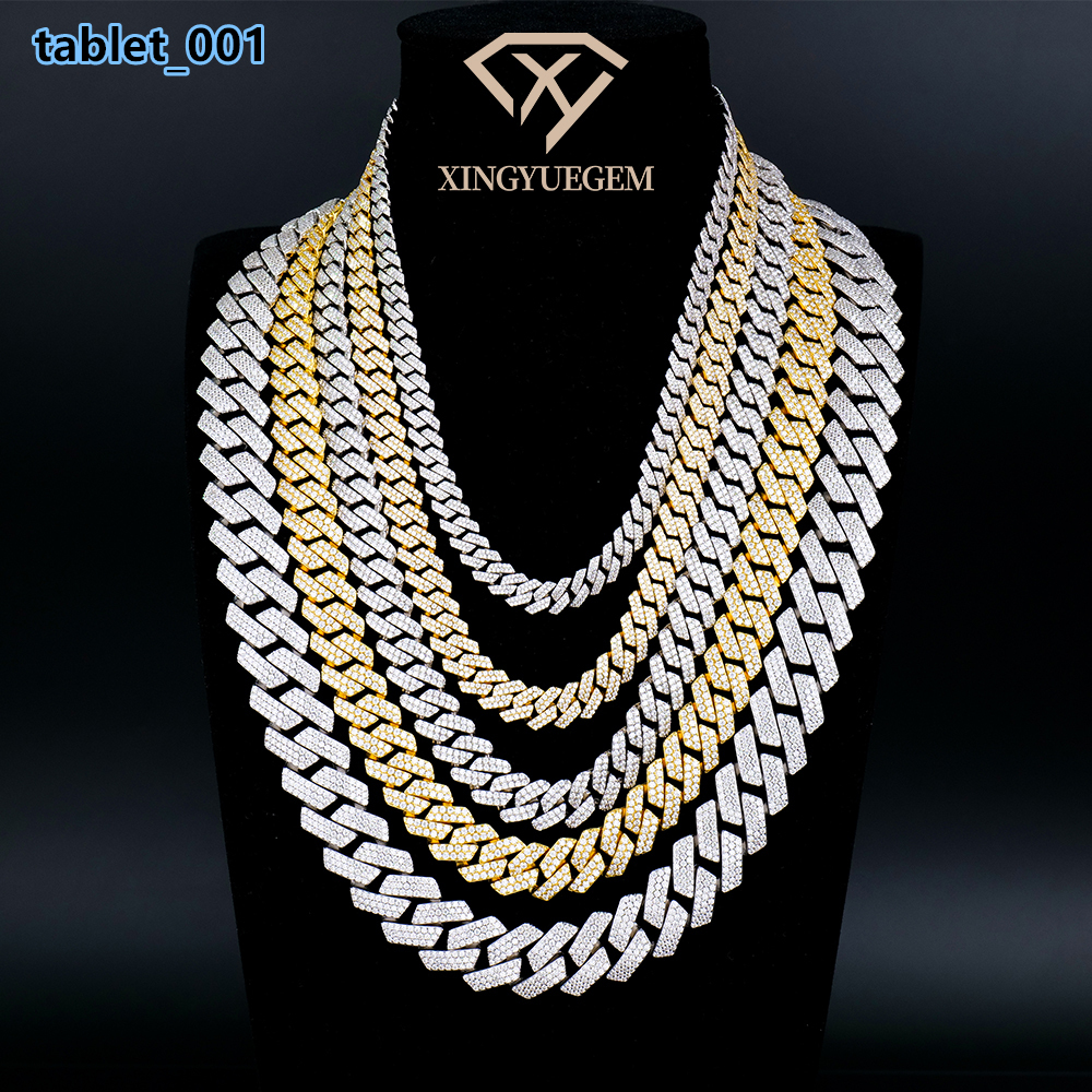 Factery Price Custom 8-20mm Sterling Silver Iced Out Diamond Mossanite Moissanite Vvs Hip Hop Jewelry Cuban Link Chains Necklace