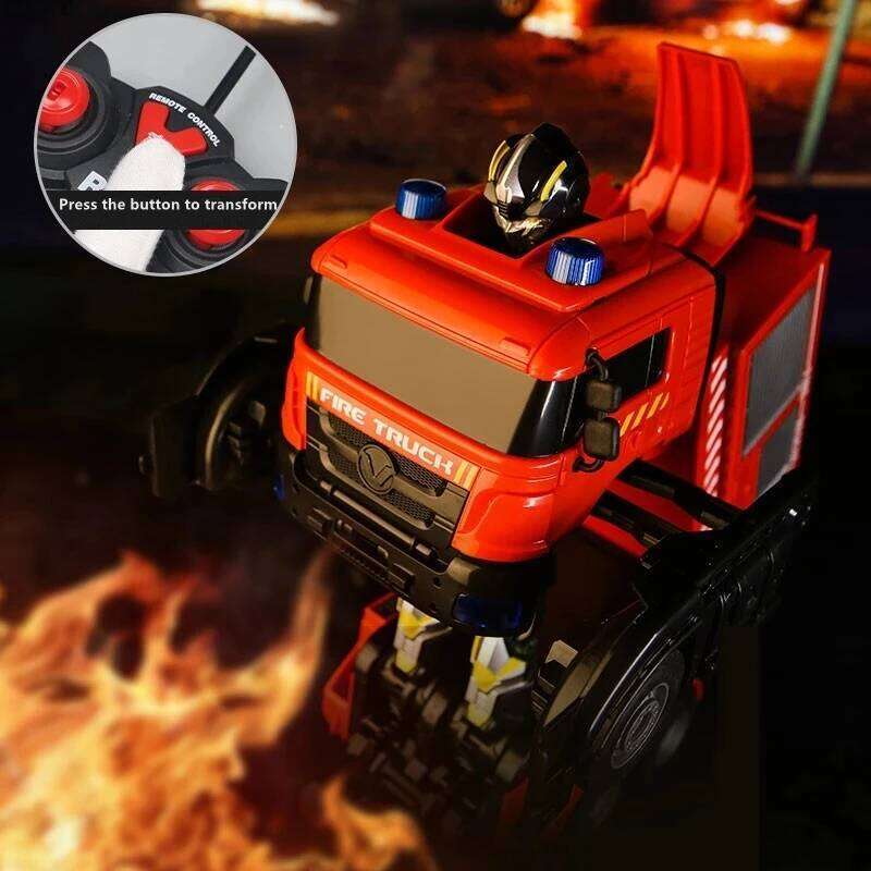 Fire RC car Transformation Robot Vehicle Light Action Engine Excavator Car Truck Construction Toys Kids Gift C260305
