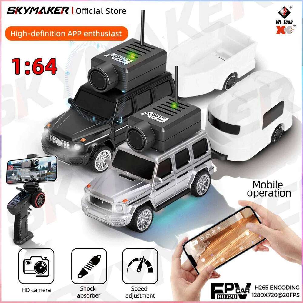 WLtoys 1/64 With WIFI Camera 6406-C 6406 720P FPV 2.4GHz Led Ambient Lights Mini RC Car Toys for kids Adult Gift C260305