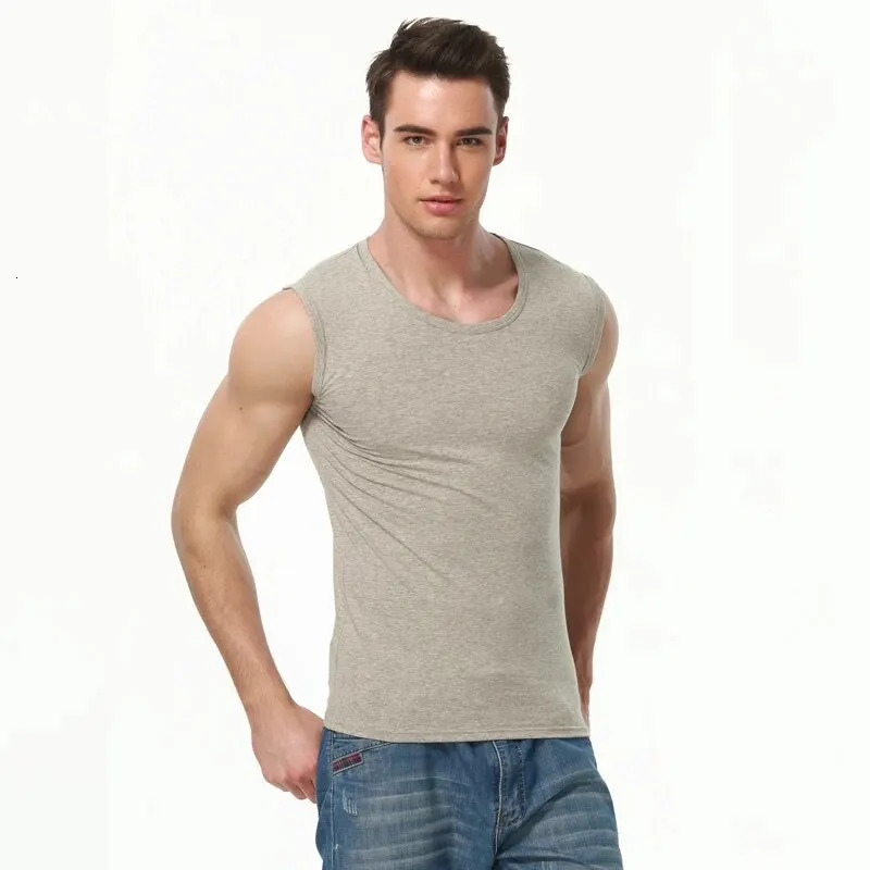 135 pcs Mens Cotton Sleeveless Thin Vest Young Mens Wide-shouldered Sports Fitness Slim Vest Thin Joker Tight Vest Breathabl 260306