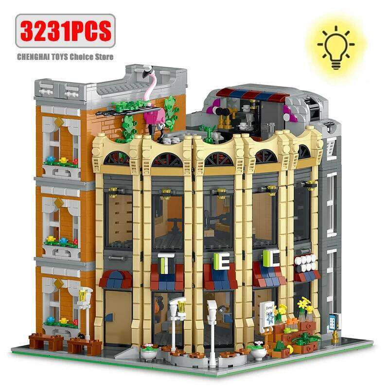 3231PCS Creative Expert MOC Round Corner Shop Building Blocks City Street View European Style Store Modular Model Toys Kids Gift Z260306