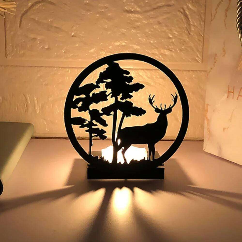 3D Animals Candle Container Silhouette Metal Iron Candlestick Holder Deer Elephant Giraffe Home Desktop Decor DIY Props Gift Kit XJ260305