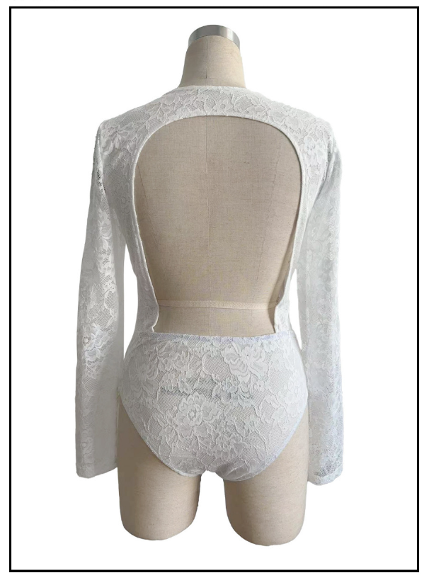 2026 Spring/Summer Women's One-Piece Bodysuit sexy New Lace Long Sleeve Slim Fit