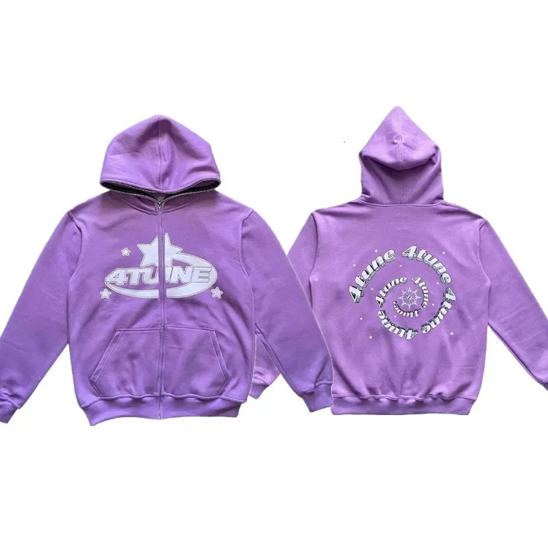 Star Letter Print Hoodie Men Retro Zip Up Long Sleeve Loose Jacket Coats Harajuku Casual Gothic Hooded Sweatshirt Y2K Streetwear 260304