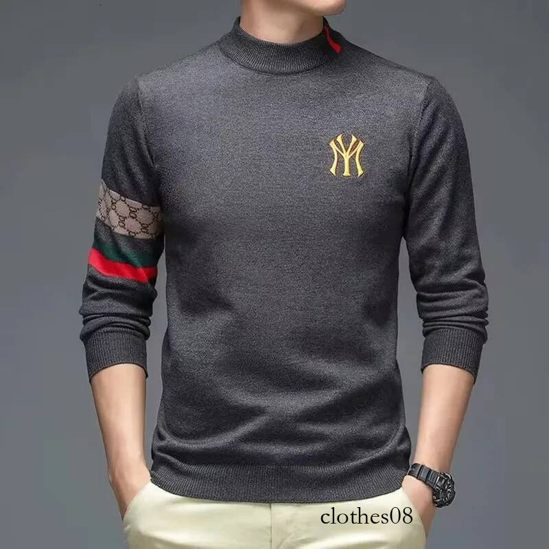 High end luxury designer brand embroidery sweater round neck knitted pullover autumn and winter fashion men's clothing
