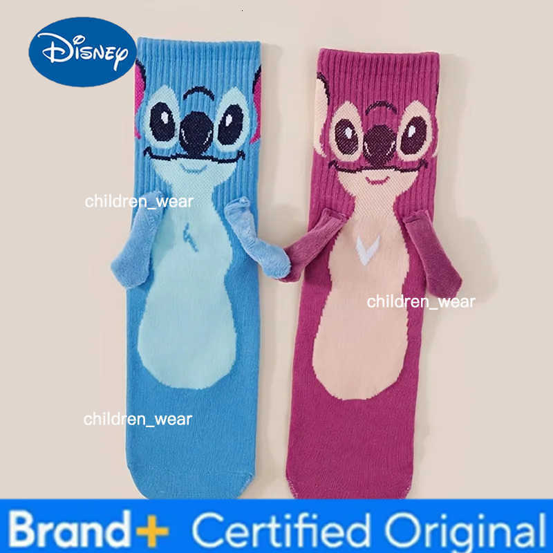 Disney Stitch hand in hand sock female Japanese cartoon tube stack sock cute children Christmas sock gift H260306
