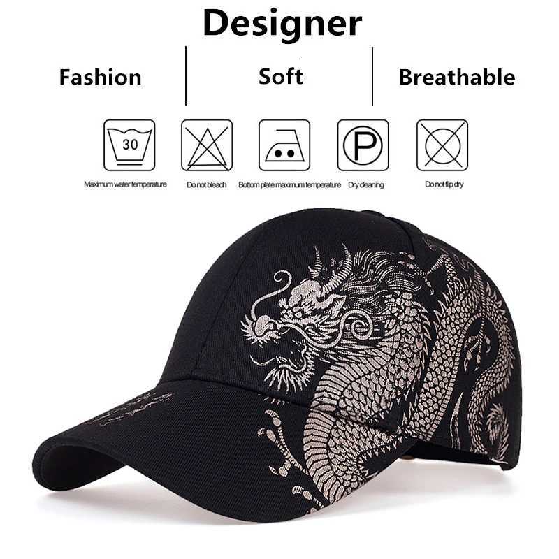Unisex Golden Dragon Printing Snapback Baseball Caps Spring and Autumn Outdoor Adjustable Casual Hats Sunscreen Hat S260306