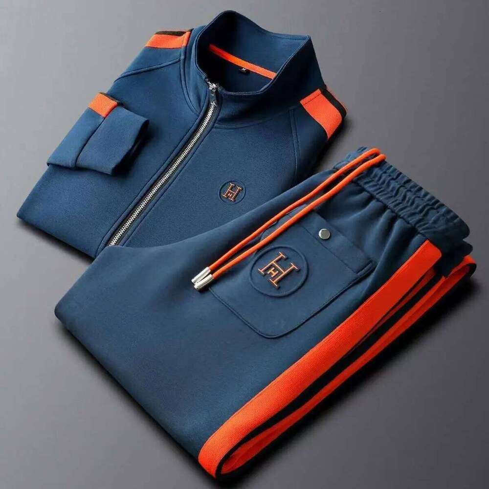 Spring Autumn Fashion Embroidered Men's Sports And Leisure Jacket Pants 2-Pc Set Youth Street Party Brand Men Sets