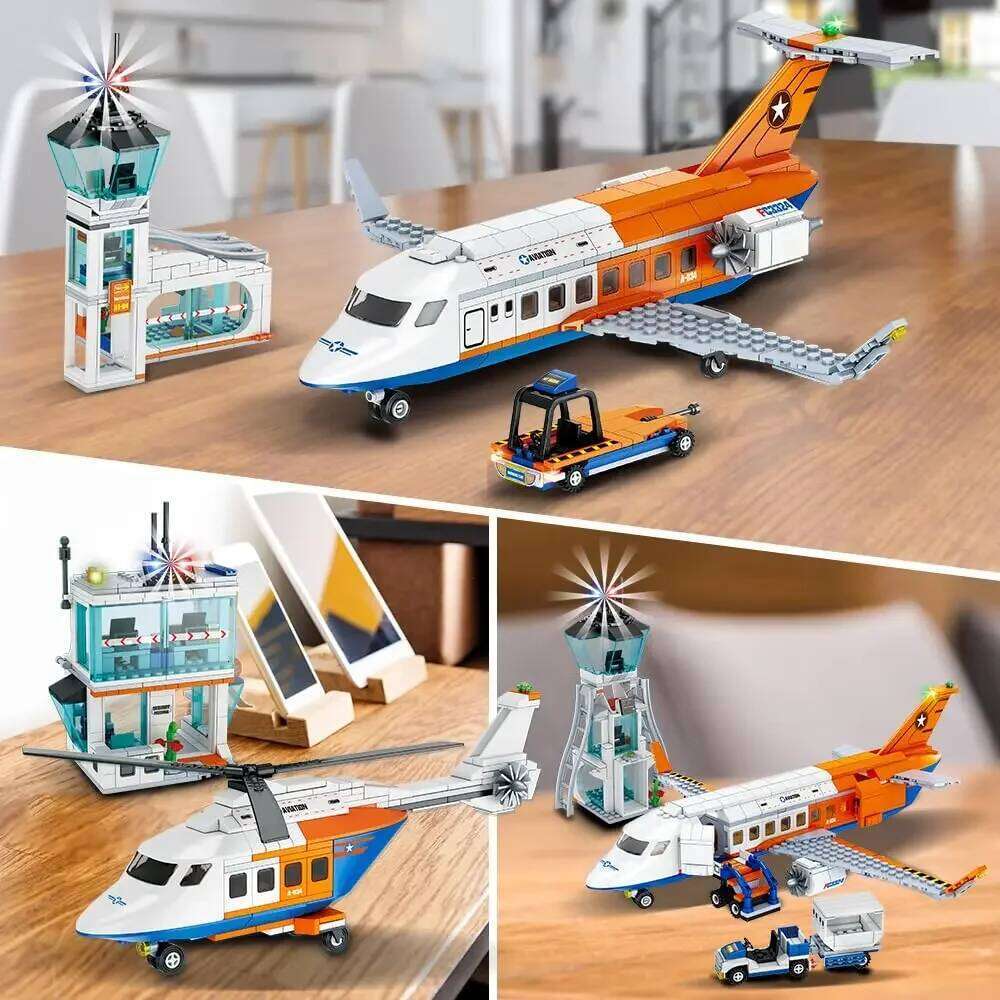 3 in1 Hospital Building Blocks STEM Sets City Police Office Airport Center Fire Truck Car Bus Bricks Toy for Kids Boys Gift Z260306