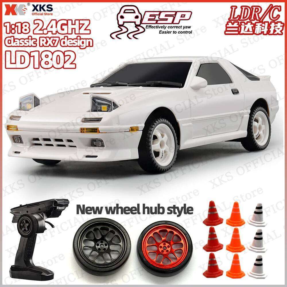 XKS LDRC LD1802 RX7 1/18 car RWD Drift Car 2.4G ESP Gyroscope Anti-Interference with Flip Lights RC Toy C260305