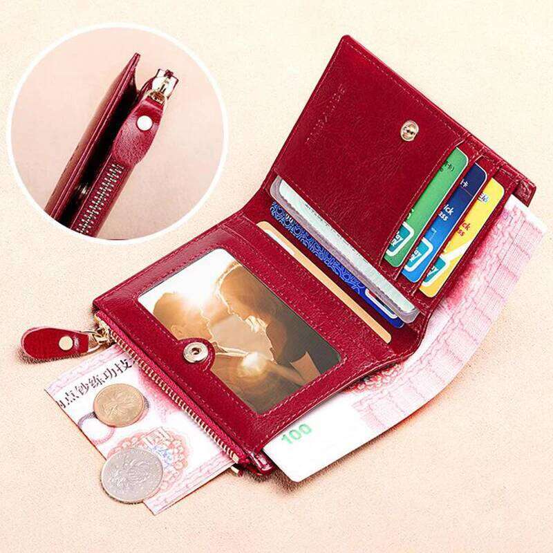Anti RFID Woman Small Genuine Leather Purse 2025 New Design Ultra Thin Coin Wallet for Women Fashion Gifts C260304