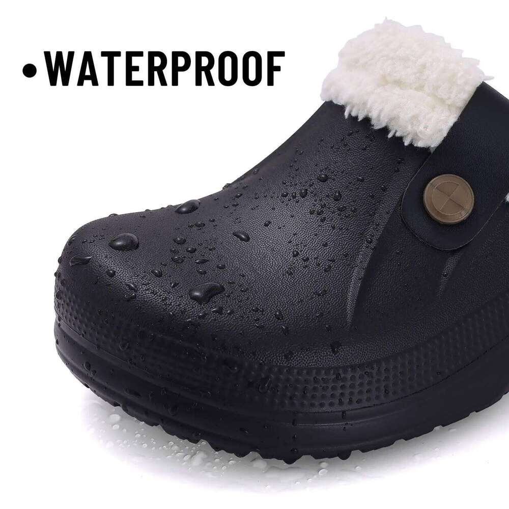 Litfun Winter Fur Lined Slippers For Women Men Waterproof Fuzzy Cozy Slides Warm Leisure Indoor Outdoor Garden Clogs Shoes