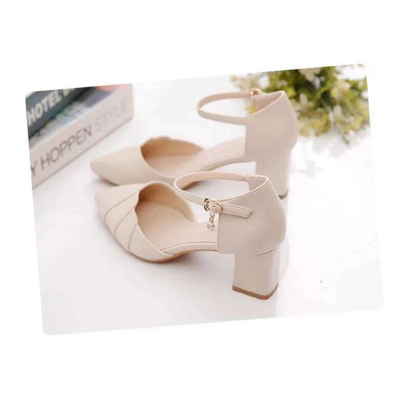 2026 Spring Summer Women's Block Heel Sandals Fashion Closed Toe Ankle Strap Pumps | Versatile Party Evening High Heels