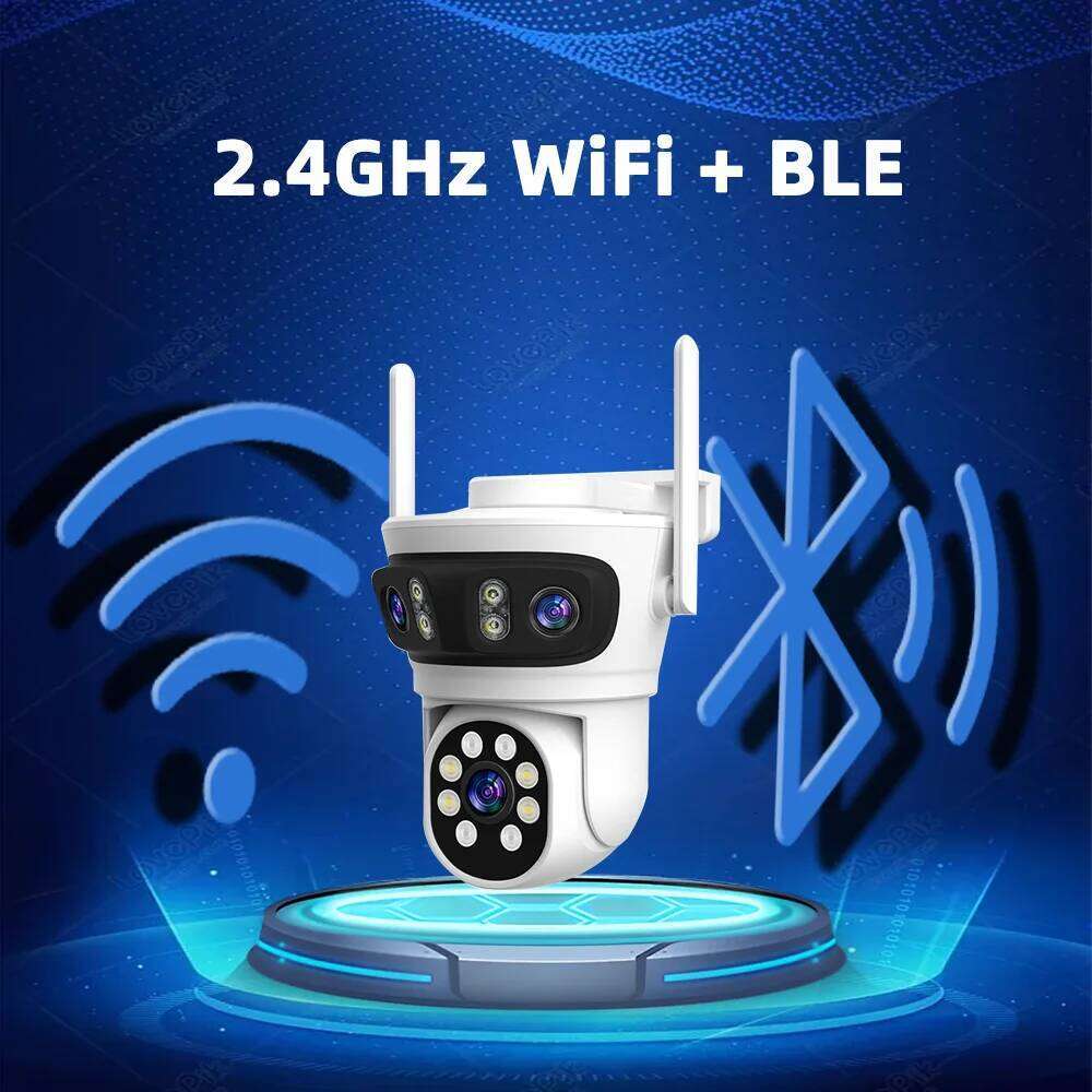 3 Lens Tuya SmartLife 2.4G WiFi+BLE 3MP WiFi Motion Tracking Color Night Vision Outdoor PTZ CCTV Siren Light Alarm Camera 26W0306