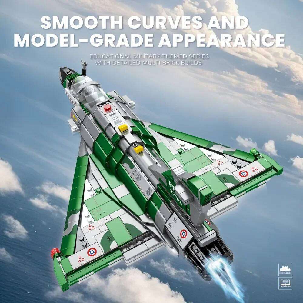 1012PCS Mirage 2000 Fighter Jet Building Blocks Model Military Plane Series Kids Educational DIY Toys Gifts Desktop Ornaments Z260305