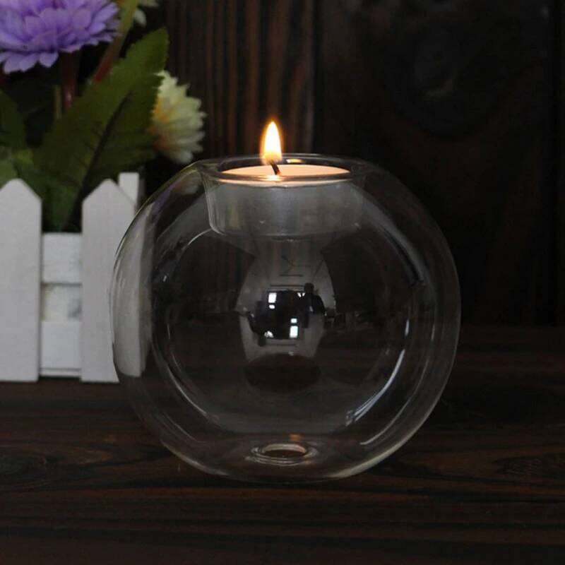 Transparent Circular Glass Wedding Banquet, Bar, Party Candle Holder, Home Dining Table Decoration Accessory XJ260305