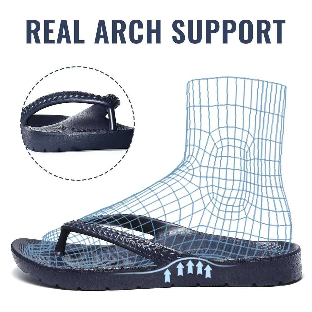 Litfun Men's Summer Flip Flops Comfortable Orthopedic Slippers For Plantar Fascitis Light Outdoor Beach Sandal With Arch Support