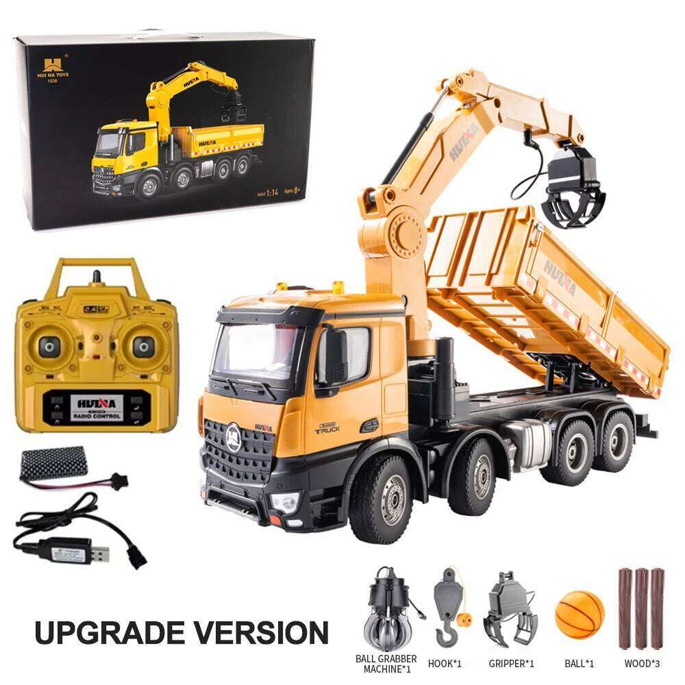 HUINA 1/14 1538 26CH RC Semi-alloy Remote Control With Wood Grab Dump Engineering Truck Model Toy Children's Birthday Gift C260305