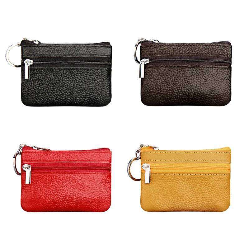 New 1PC Bag Card Holder Women'S Mini Coin Purse Leather Zipper Pouch With Key Ring Small Wallet C260304