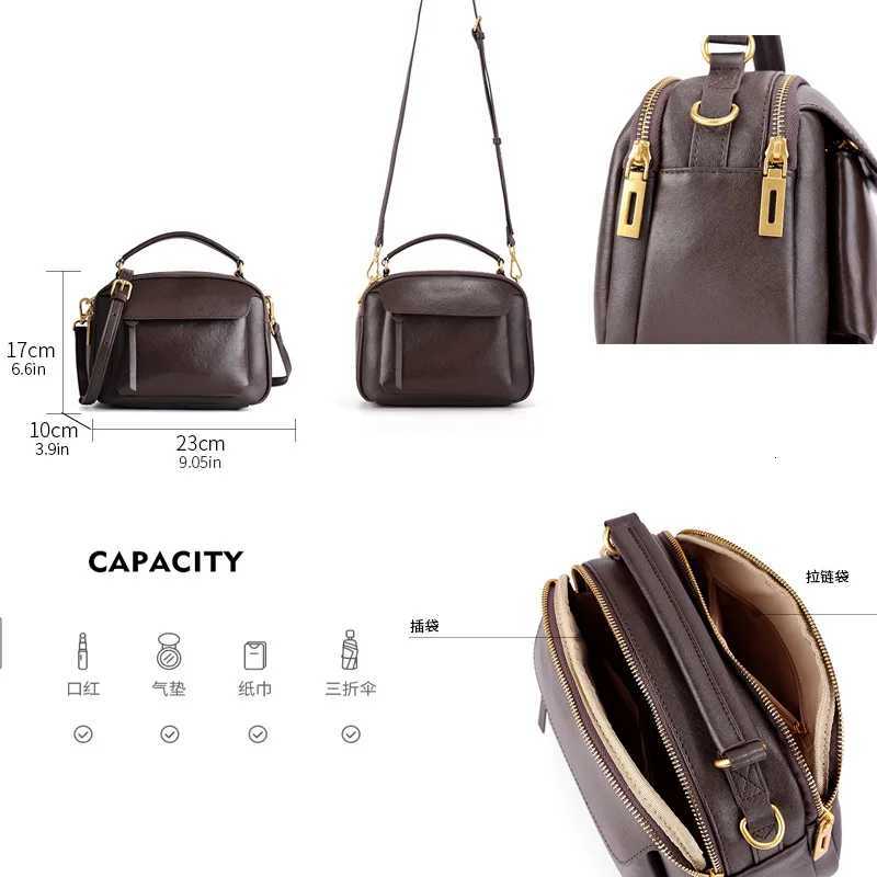 Genuine Leather Shoulder Bag for Women - Vegetable Tanned Cowhide Crossbody Bag Casual Commute Small Square Handbag H260306