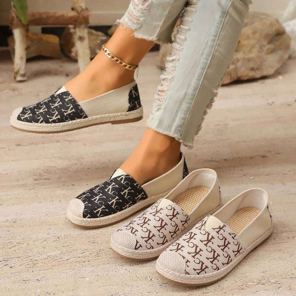 2025 Spring Women's Handmade Lace Flats Cloth Breathable Comfortable One-pedal Casual Shoes Soft and Non-slip Soles