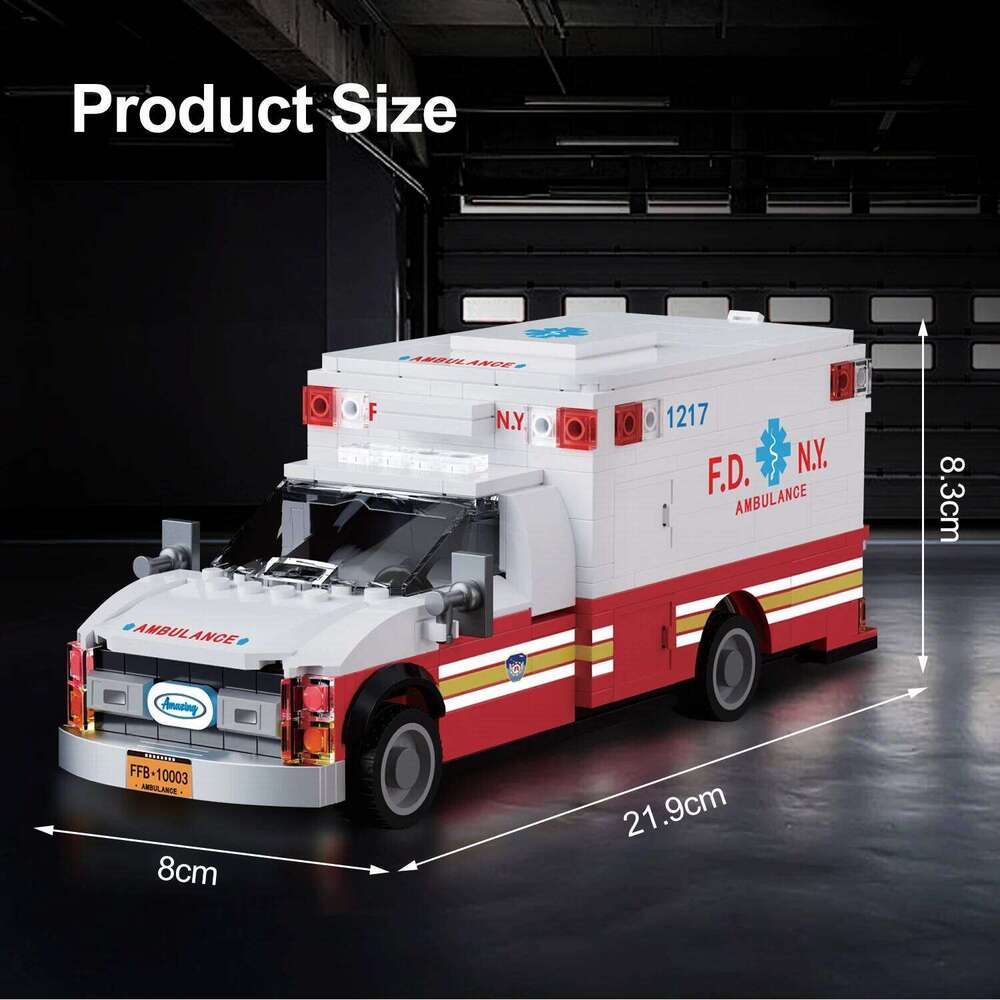 660PCS American Ambulance Building Blocks With Stretcher City Emergency Vehicle Model Bricks Ornament Kids DIY Toys Holiday Gift Z260305
