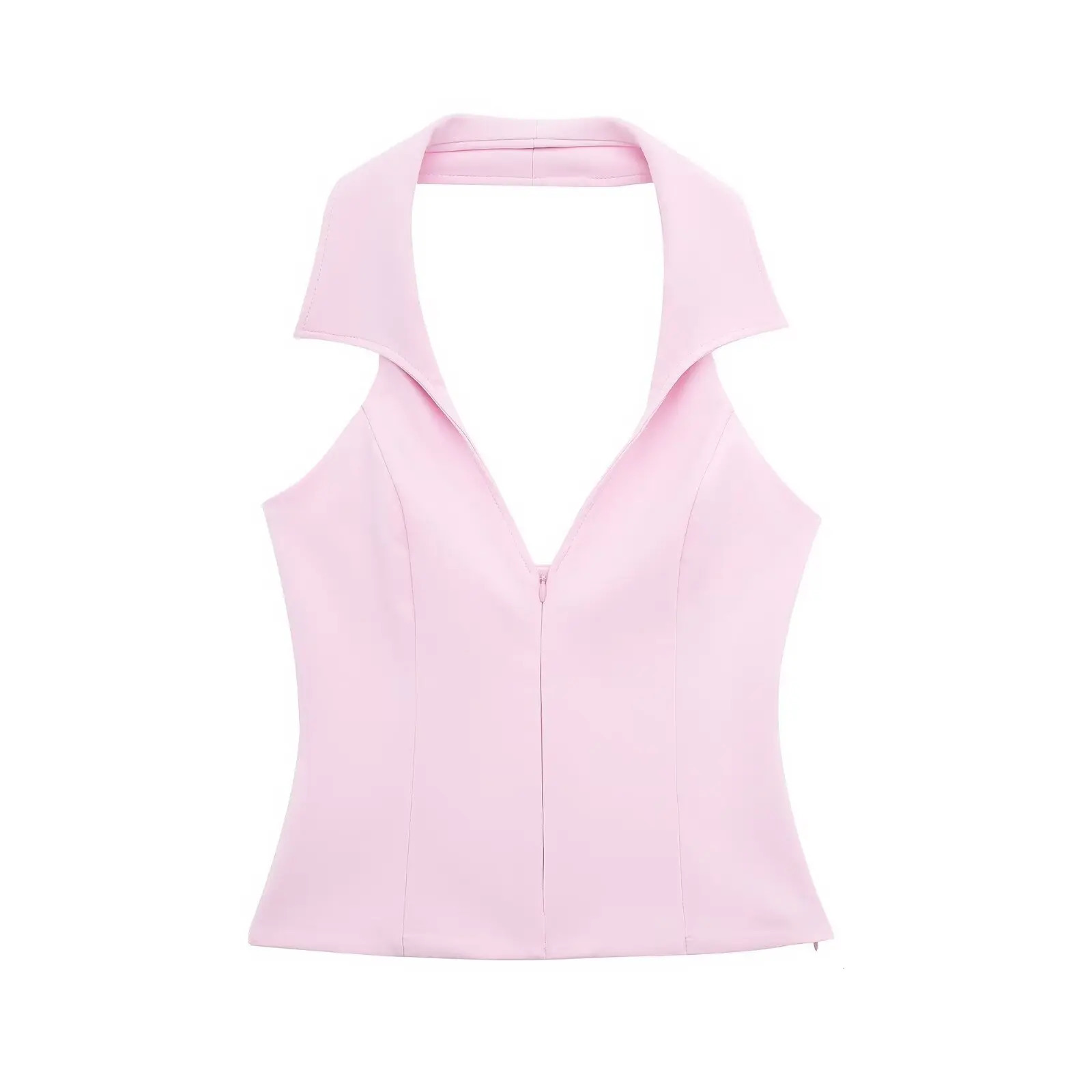 Women Summer 2 Piece Set High Waist Back Pocket Mini Skirts Shorts Sexy V-Neck Sleeveless Backless Suspender Zipper Top 260305