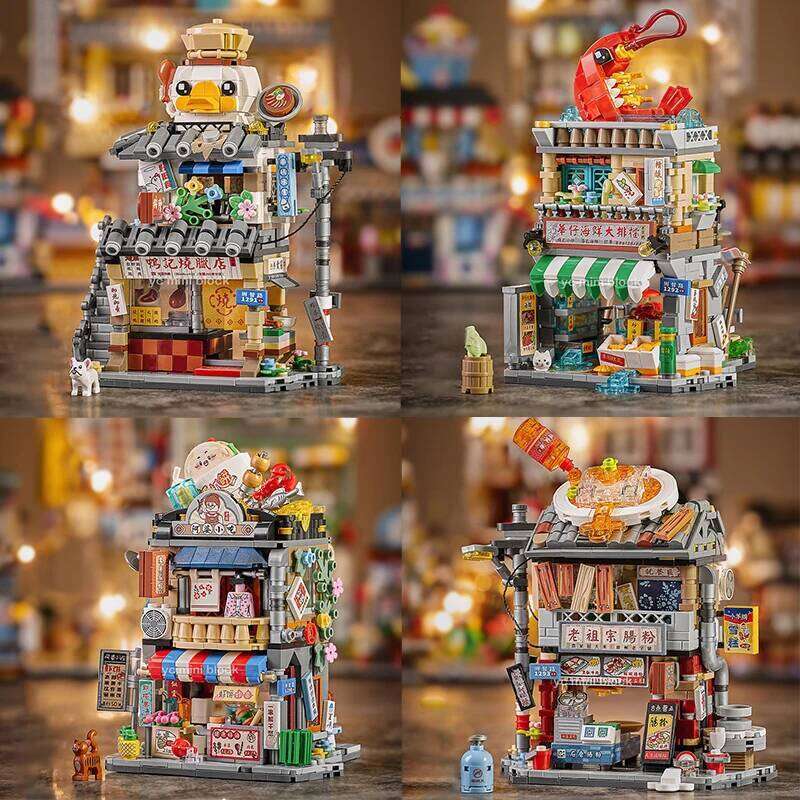 New Mini Snack Street Food City Village Building Block DIY Streetview Decoration Friends Assembly Brick Sets For Girls Kids Gift Z260305