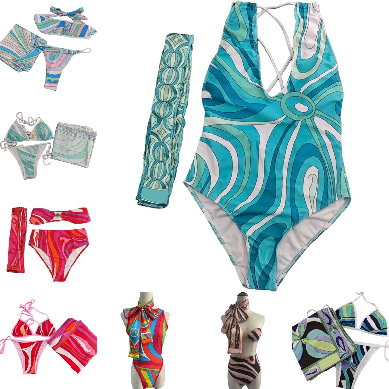 Women Y2K Style Bikinis Beach Scarf Push Up Yacht Holiday Halter Swimsuit Summer Sexy Bra Briefs Set