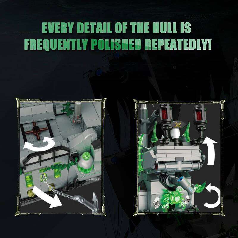 1573Pcs Pirate Ship Building Blocks Model Mini Bricks Toys MOC Ghost Flying Dutchman Construction Sets Gift for Adults and Teens Z260306