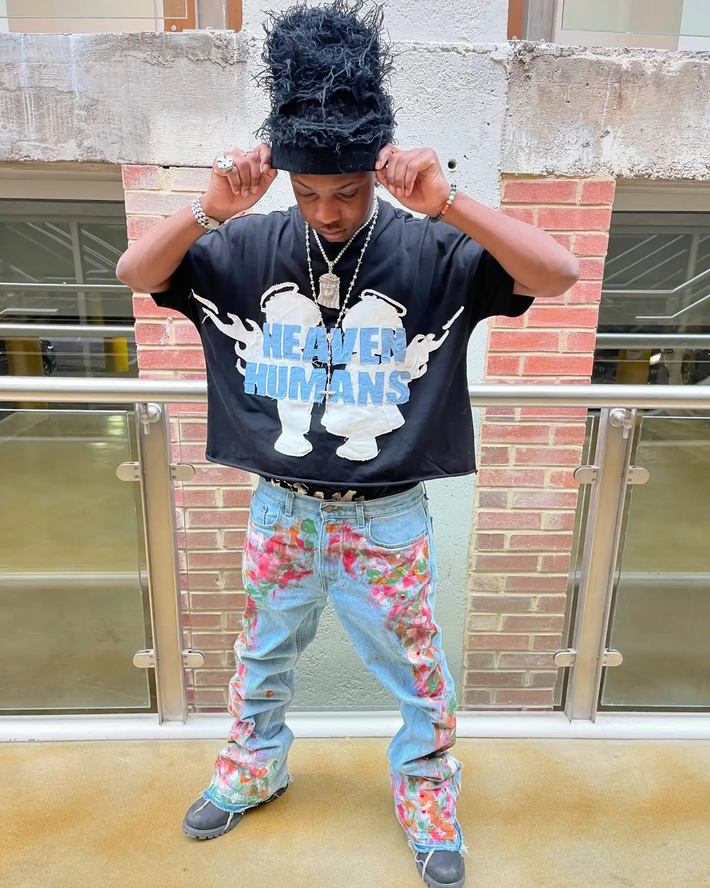 Gothic Retro Hip Hop Rhinestone Embroidery Loose T Shirts Y2k Oversized Letter Patchwork Cotton Short Sleeve Top Men Clothing 260304