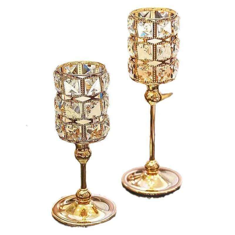 European Container Home Dining Table Decoration | Crystal Candle Holder Ornamental Decor XJ260305