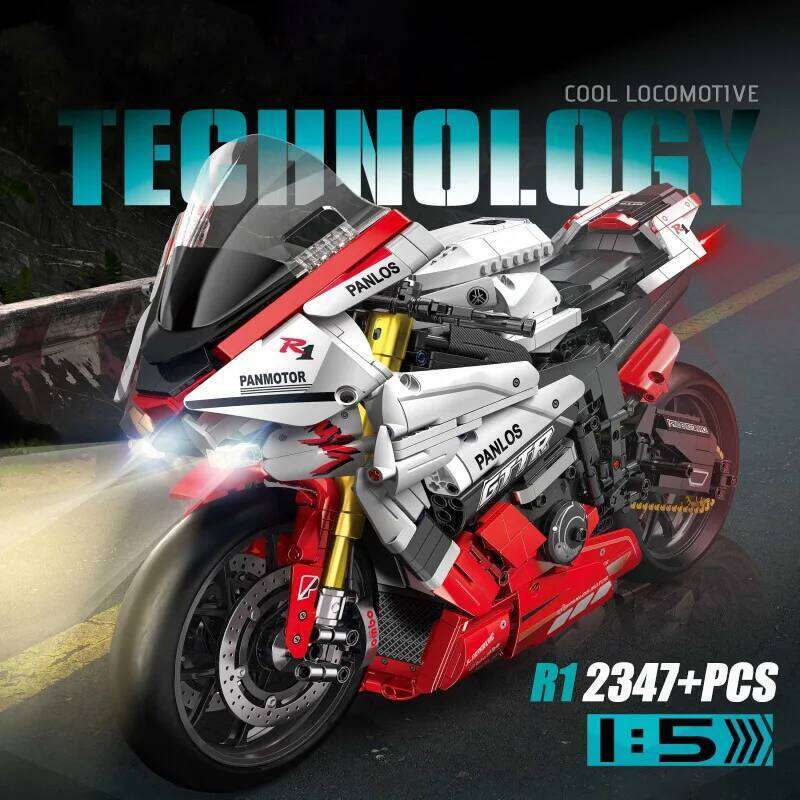 Technical Expert City Racing Car Motorcycle Building Blocks V4S PH4 H2R R1 Motorbike With LED Light Bricks Toys For Kids Gifts Z260306