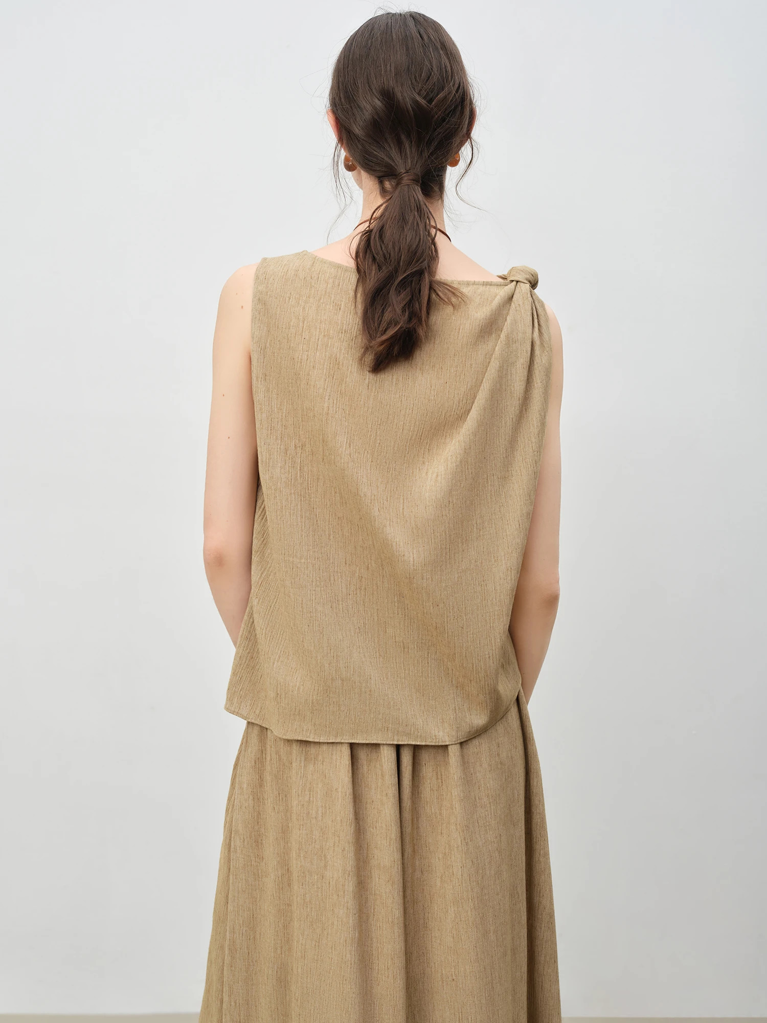 ZIQIAO Summer Womens Sleeveless Linen Set - Breathable Wide-Leg Styling Relaxed Elegance Women Pants Set 25ZQ92104 260305