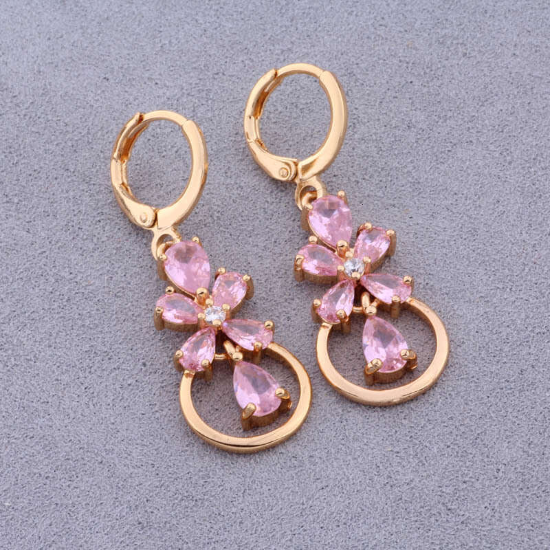 2024 Jewelry Set: European American Cross-Border Best-Selling Accessories Inlaid with Zircon gold Earrings and Pendant Set