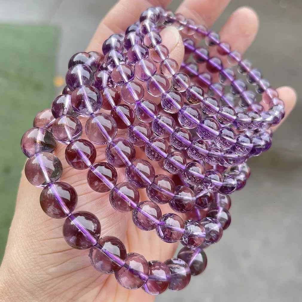 JD 7A Natural Brazilian Ice Amethyst Bead Bracelets Women Light Purple Energy Crystal Stone Strand Bracelet Reiki Healing Gifts 260302