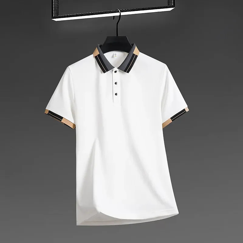 Mens Business Casual Short Sleeved Shirt Solid Color Polo Shirt Fashionable Breathable Comfortable Versatile Top 260304