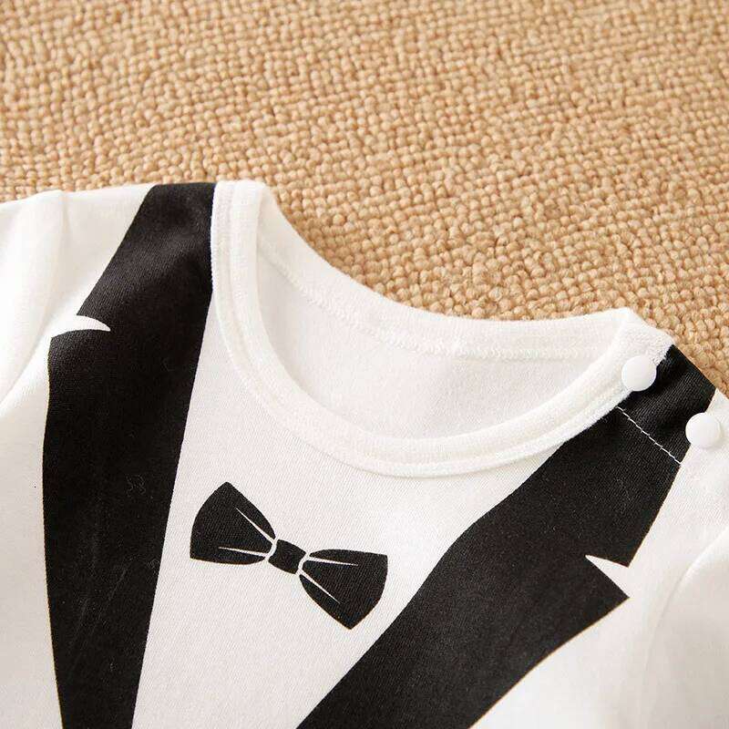 Spring Autumn Boys And Girls Gentleman Style Handsome Cotton Comfortable Long Sleeve Baby Bodysuit Z260306