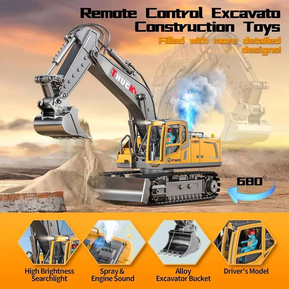 17CH Remote 2.4G RC Crawler Engineering Vehicle Excavator Truck Radio Control Construction Car Gifts C260305
